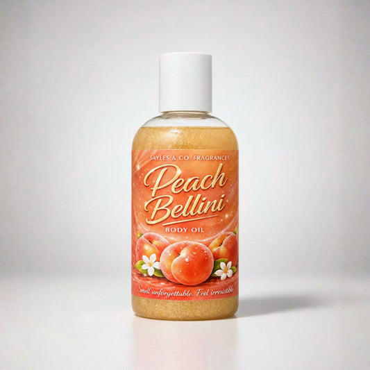 8oz Sayles & Co. Peach Bellini Body Oil w/ Shimmer