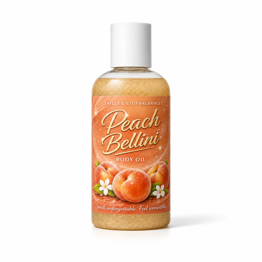 8oz Sayles & Co. Peach Bellini Body Oil w/ Shimmer
